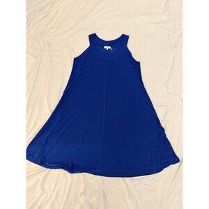 Carol Rose Blue Trapeze Dress Sleeveless Minimalist Swing Tunic Cobalt Royal XL